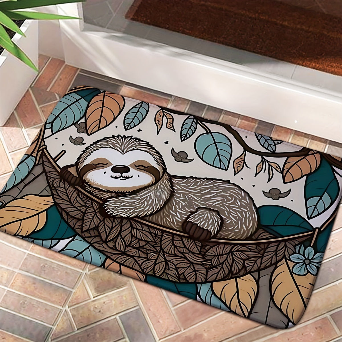 Sleepy Sloth Door Mat