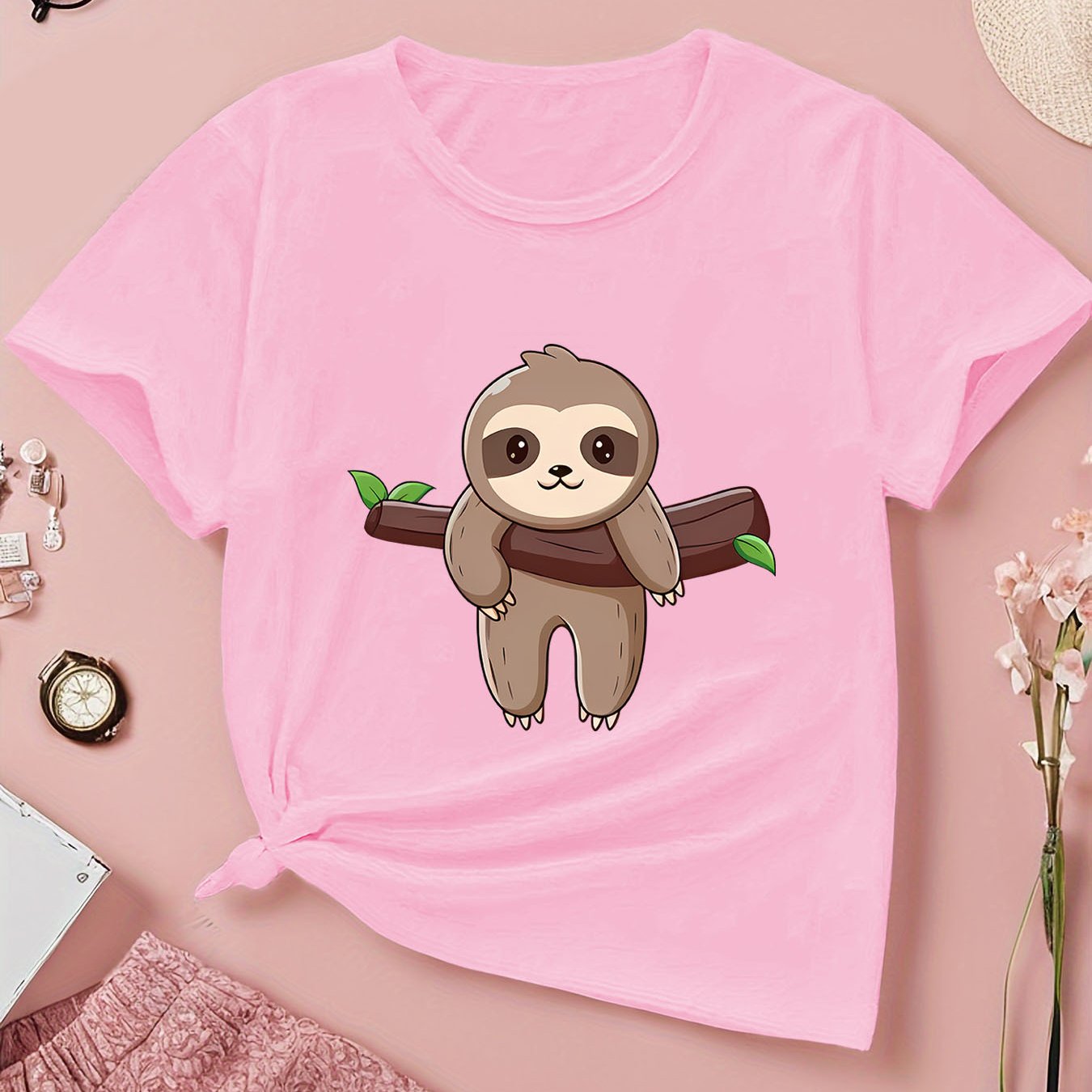 T-Shirt with Cute Sloth Print