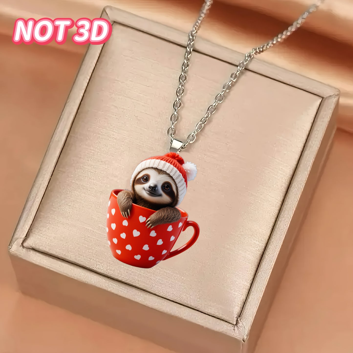 Cute Sloth Christmas Hat Necklace