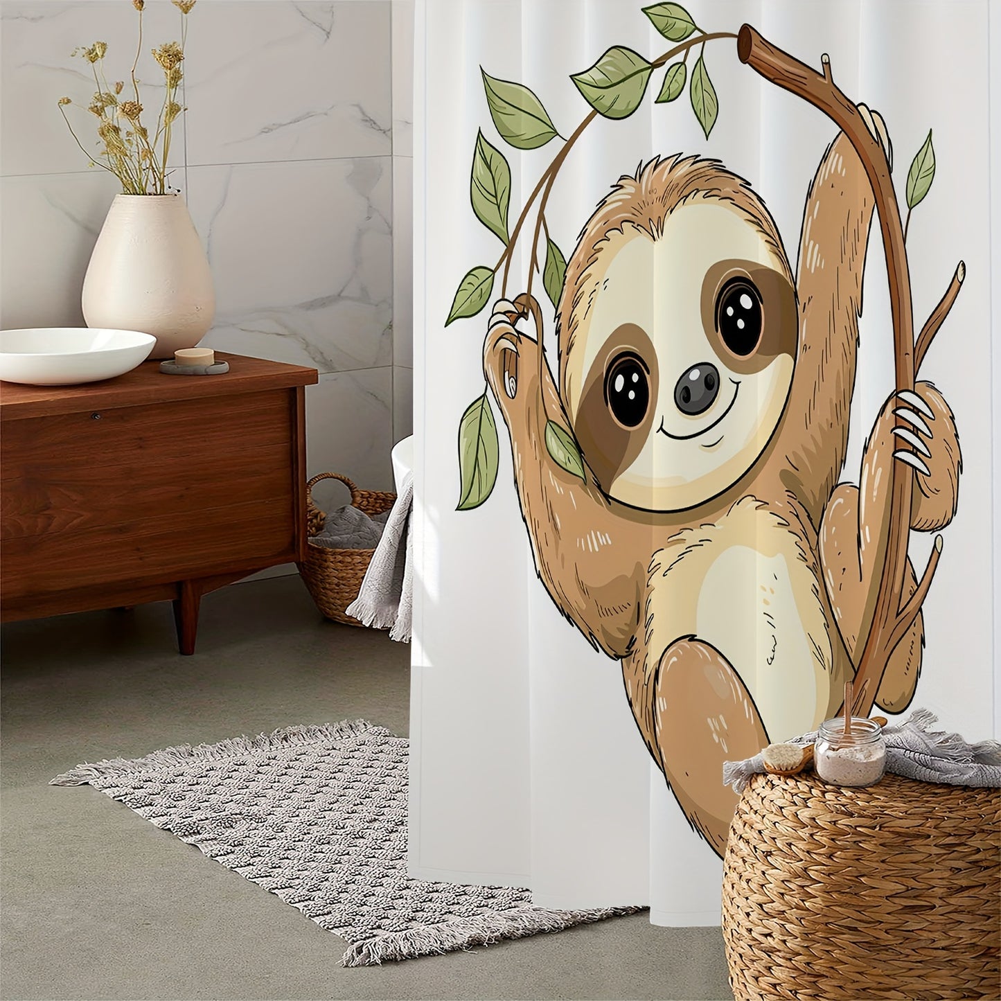 Sloth On a Branch Branch Shower Curtain