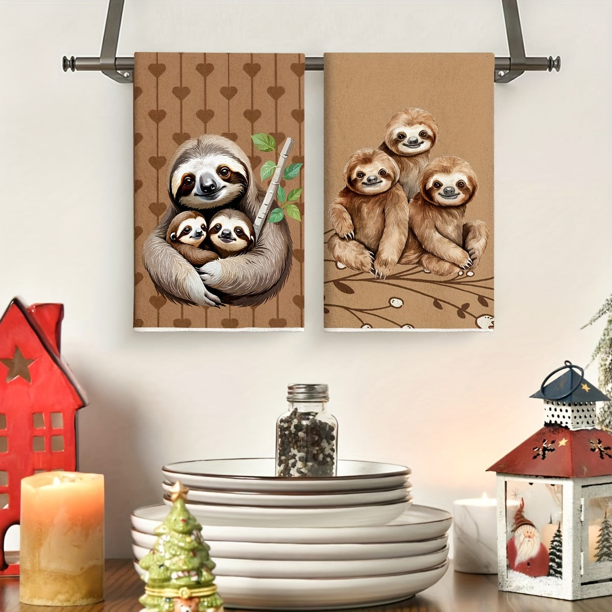 Adorable Sloth Family Hand Towels