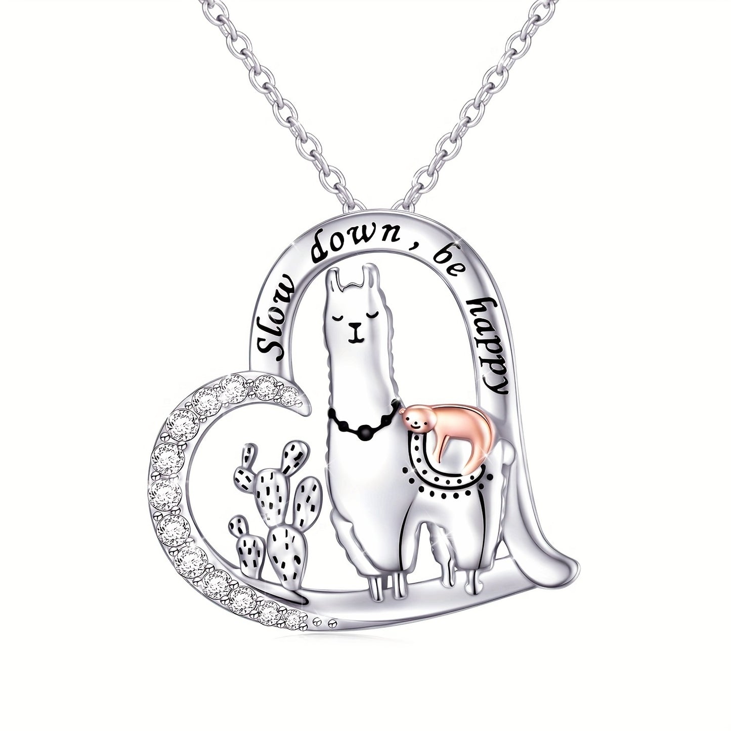 Sterling Silver Alpaca & Sloth Necklace