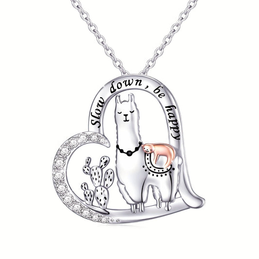 Sterling Silver Alpaca & Sloth Necklace