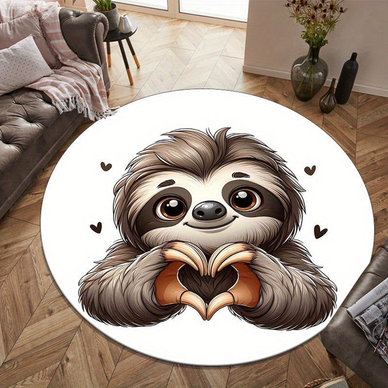 Sloth Heart Round Rug