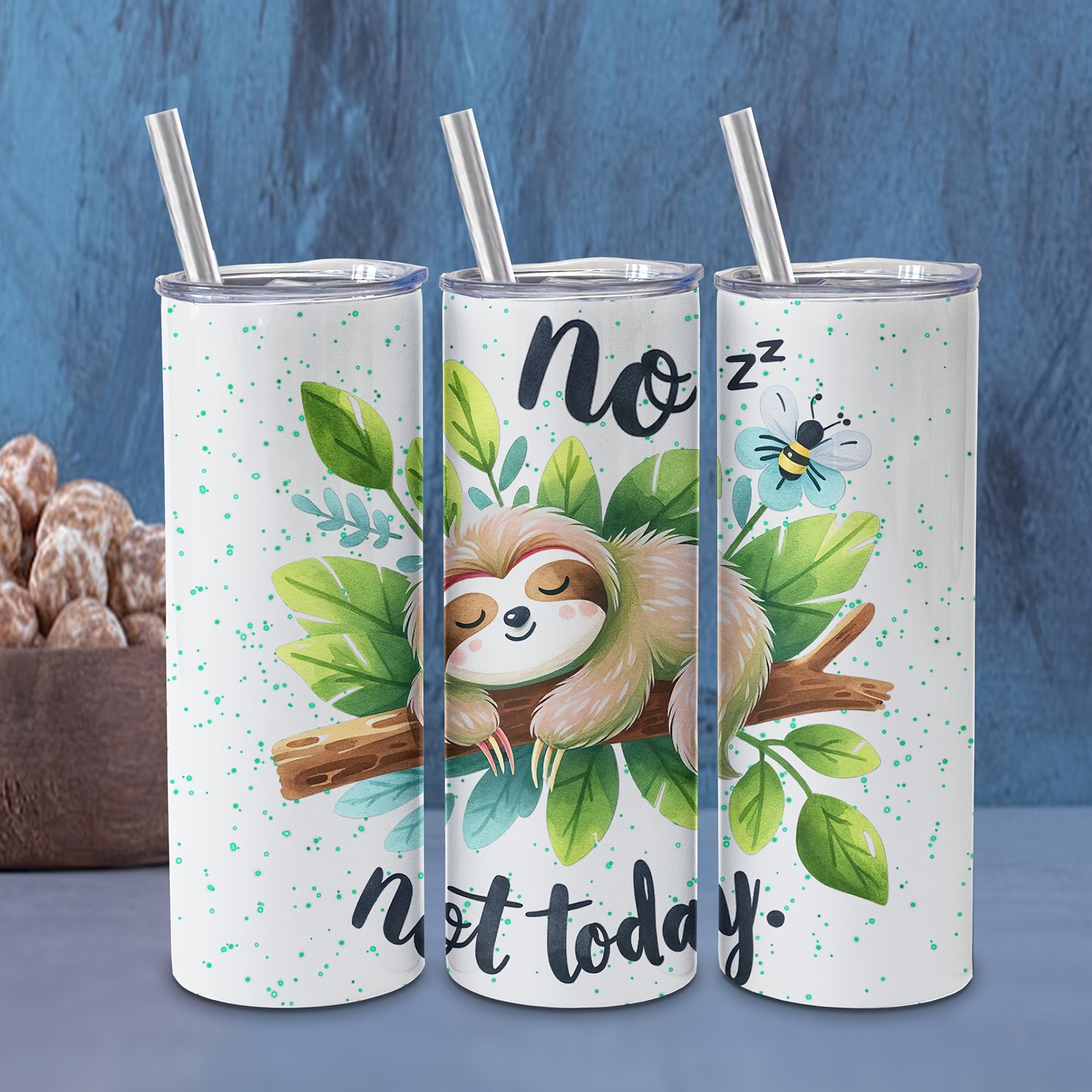 No Not Today Sloth Tumbler Straw and Lid