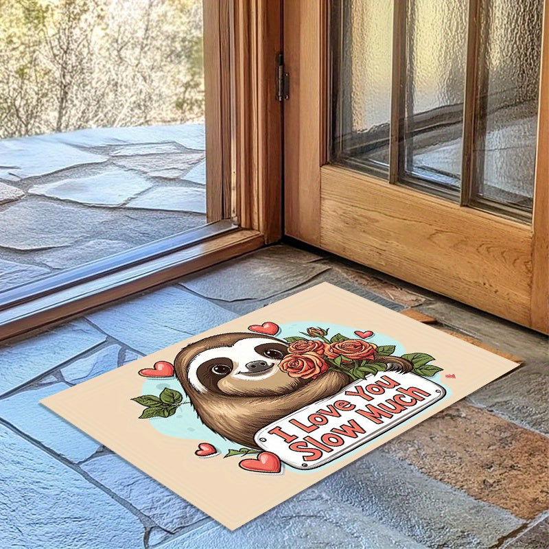 I Love You Slow Much Sloth and Rose Design Door Mat