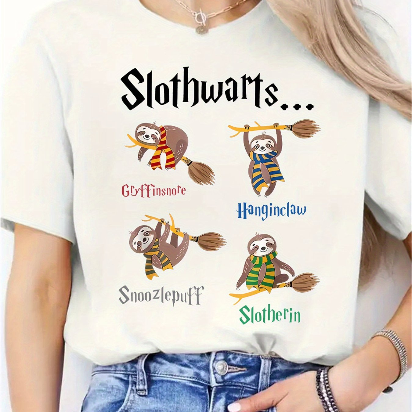 Slothwarts Round Neck T-Shirt