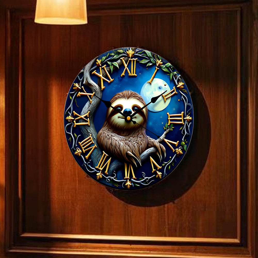 Sloth Moonlit Night Clock