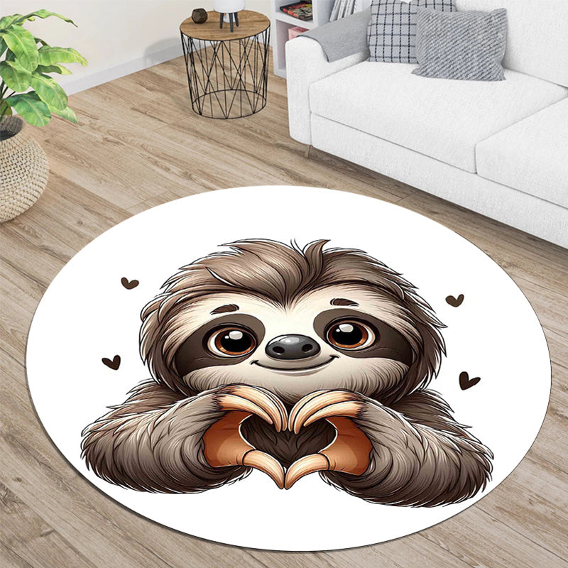 Sloth Heart Round Rug