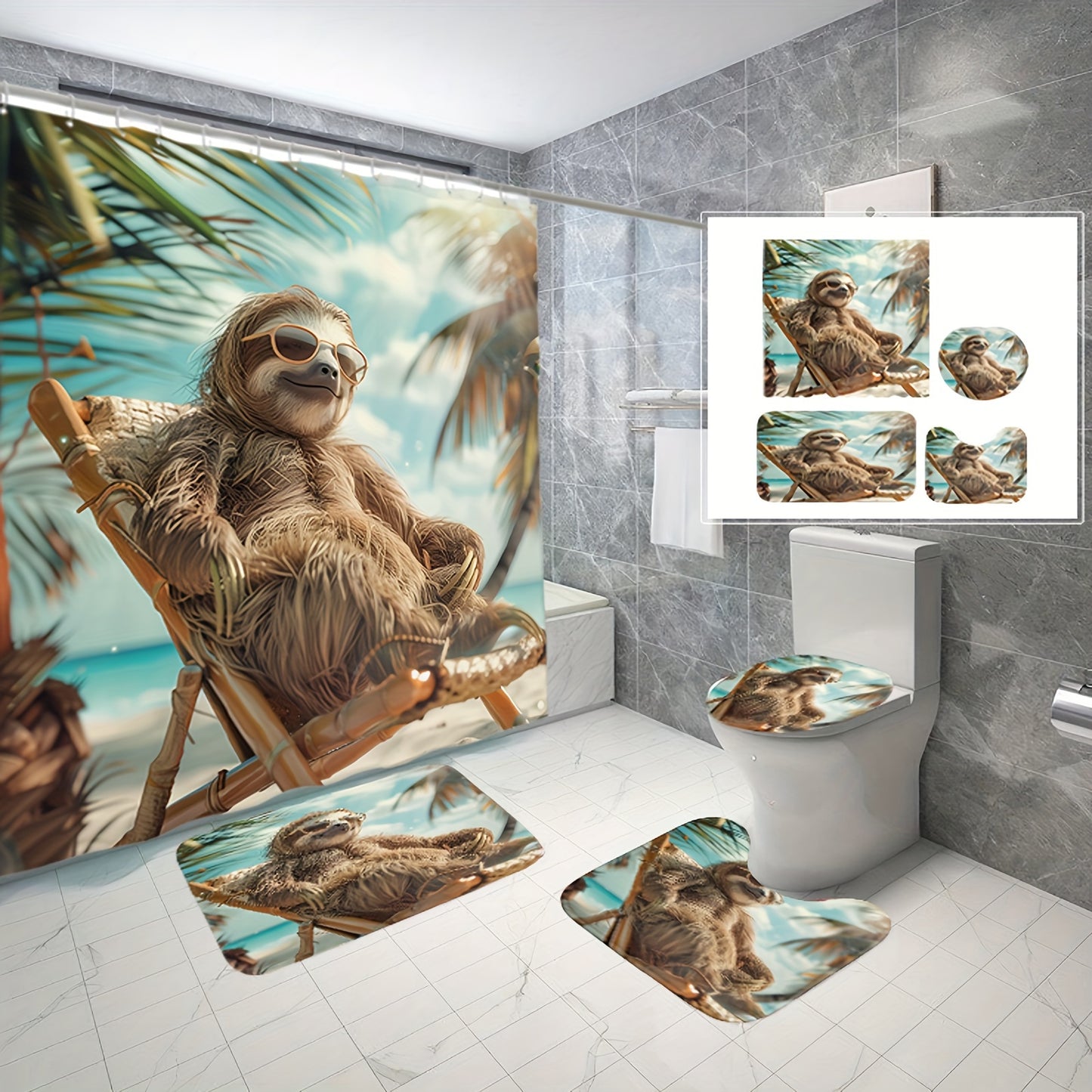 Sunbathing Sloth Bathroom Set