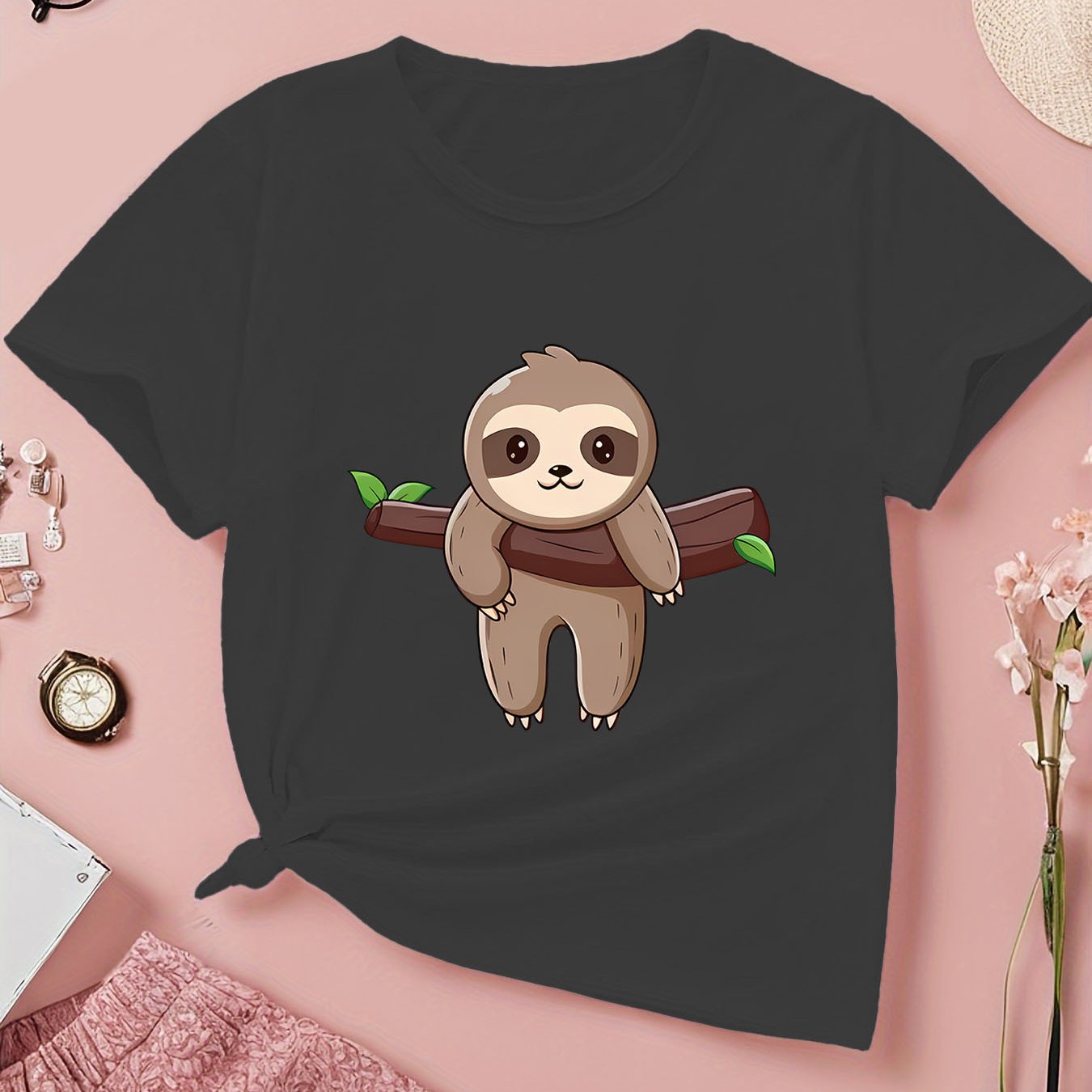 T-Shirt with Cute Sloth Print