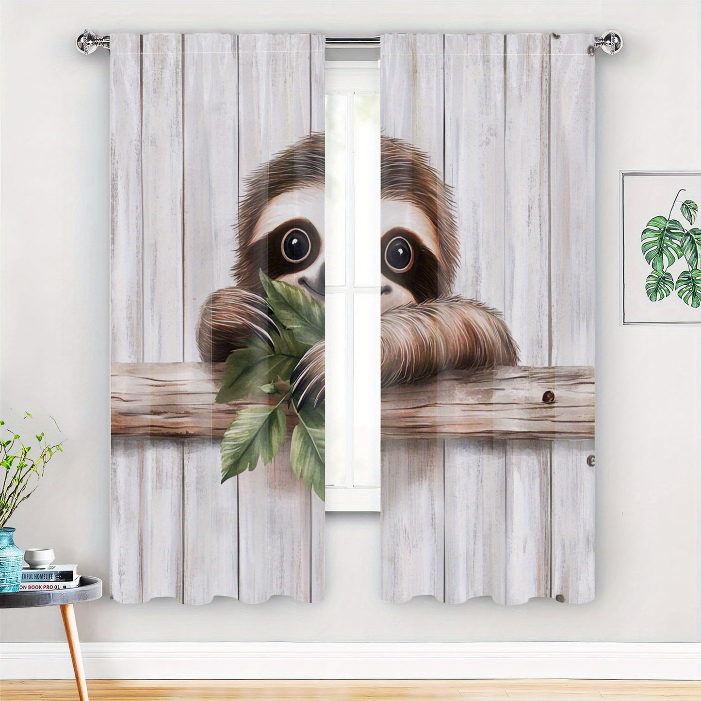 Cute Sloth Print Blackout Curtains