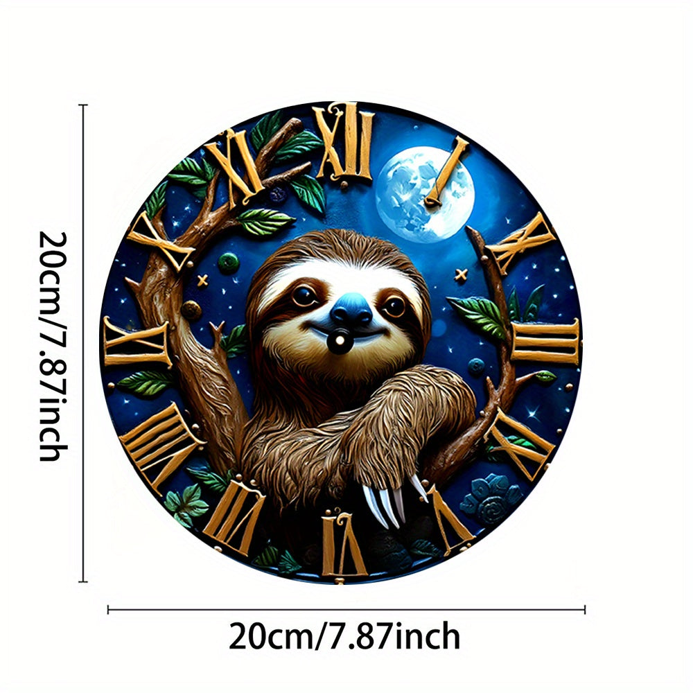 Sloth Moonlit Night Round Wall Clock