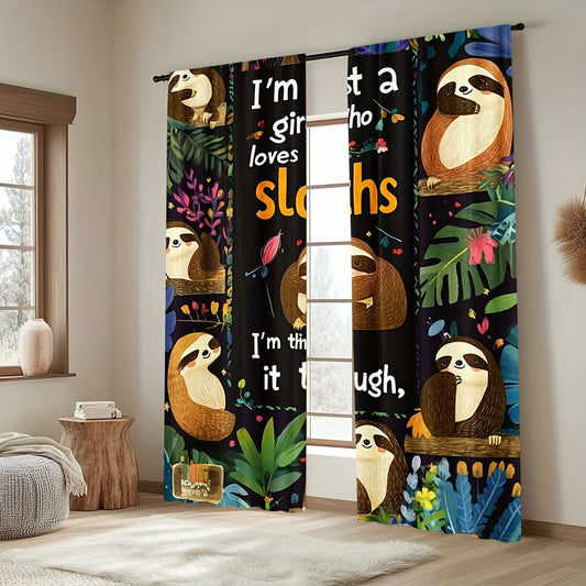 "I'm a Girl Who Loves Sloths" Curtains