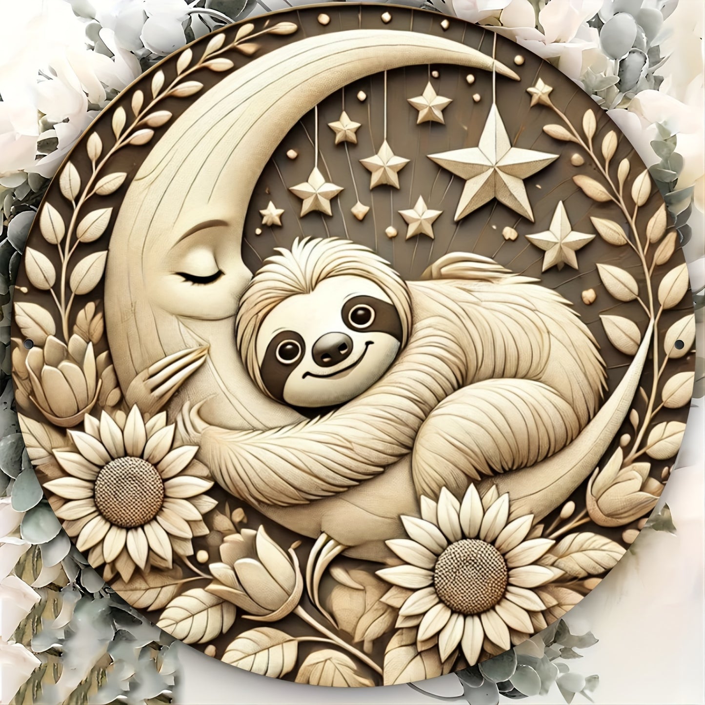 Elegant Sloth and Moon Wall Art Decoration