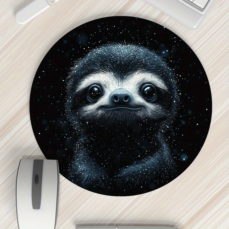 Sparkling Sloth Round Mouse Pad