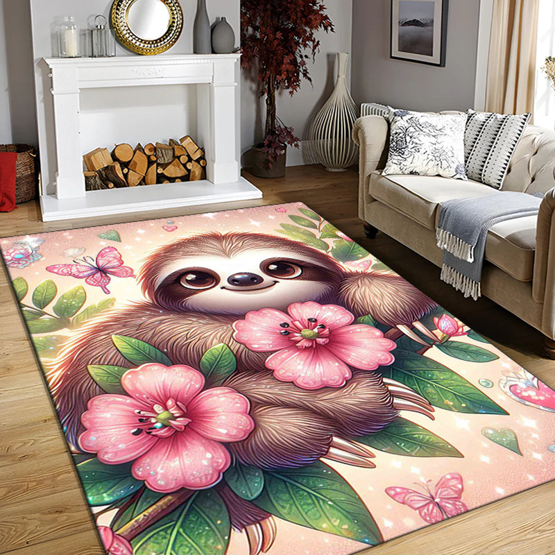 Floral & Butterfly Sloth Rug