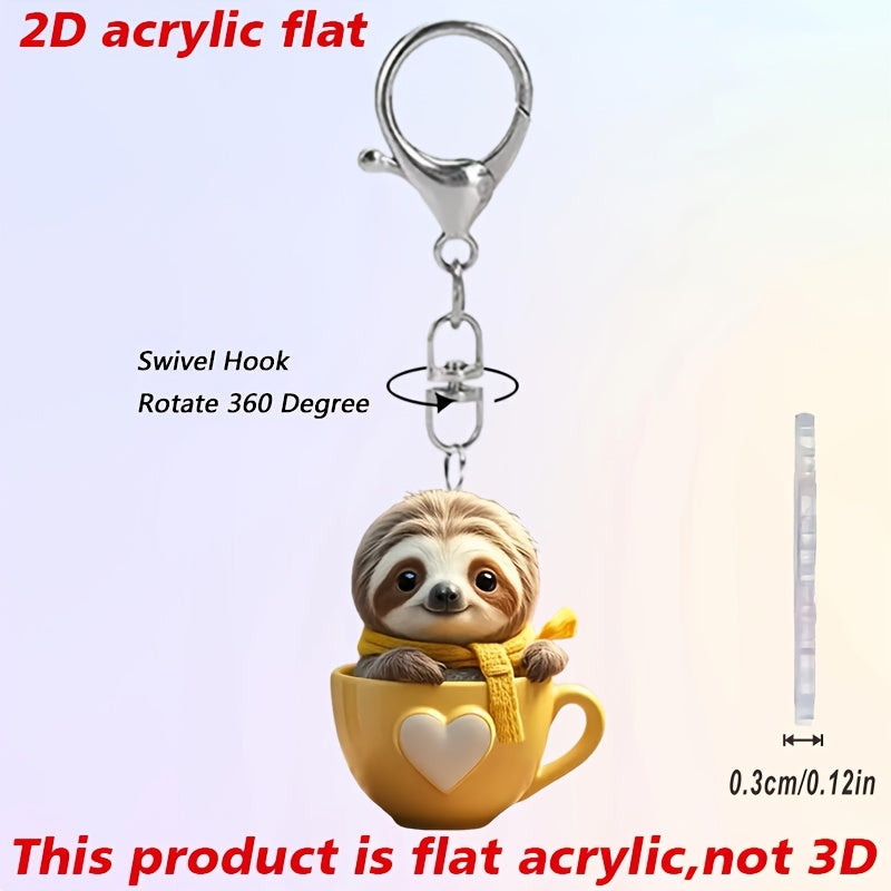 Sloth 2D Acrylic Keychain