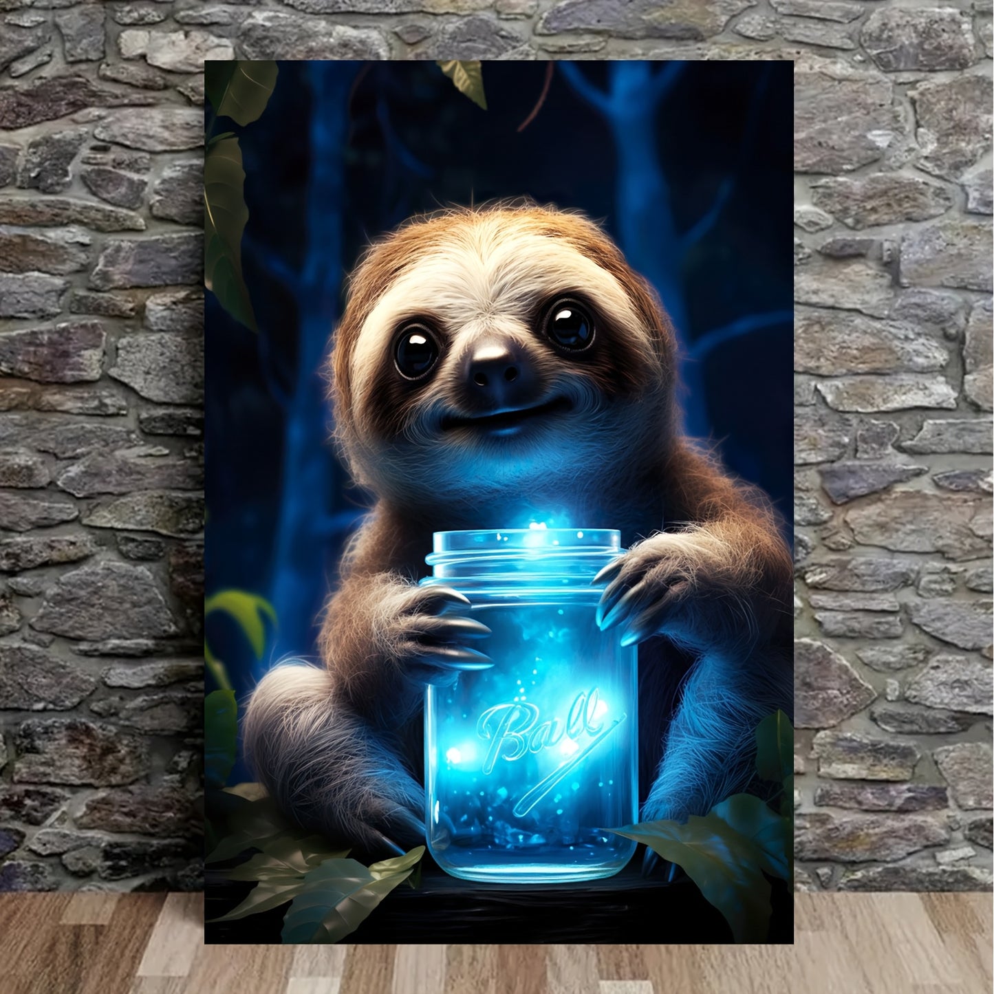 Glow in the Dark Sloth Canvas Poster