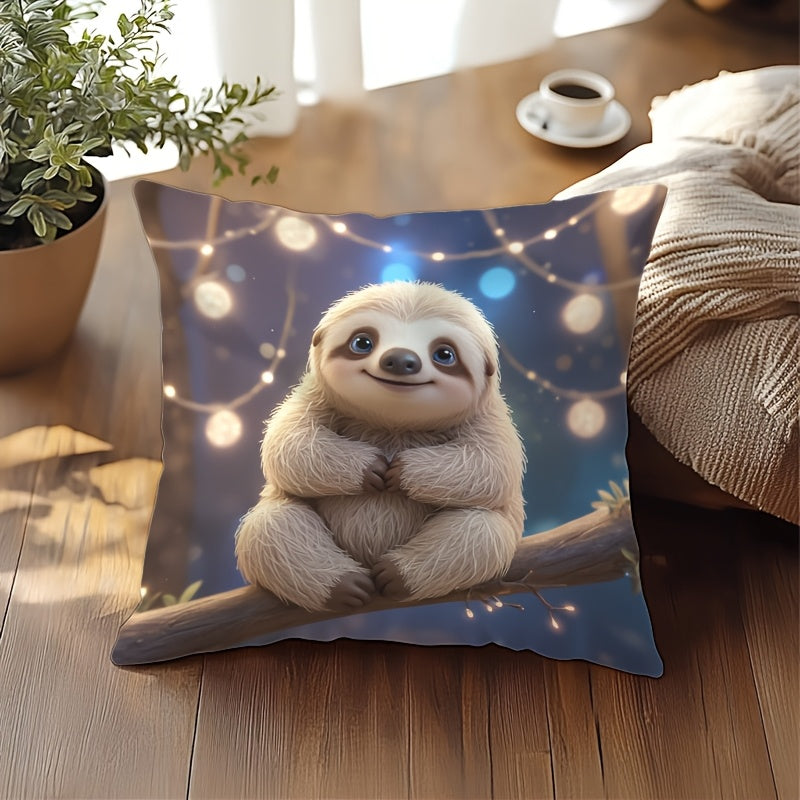 Sloth & Fairy Lights Cushion Cover