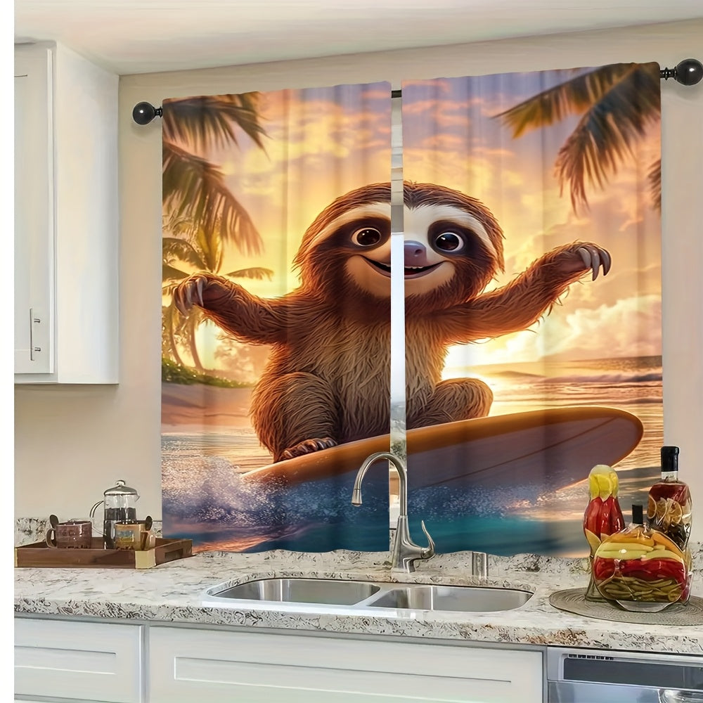 Sloth on a Surfboard Curtains