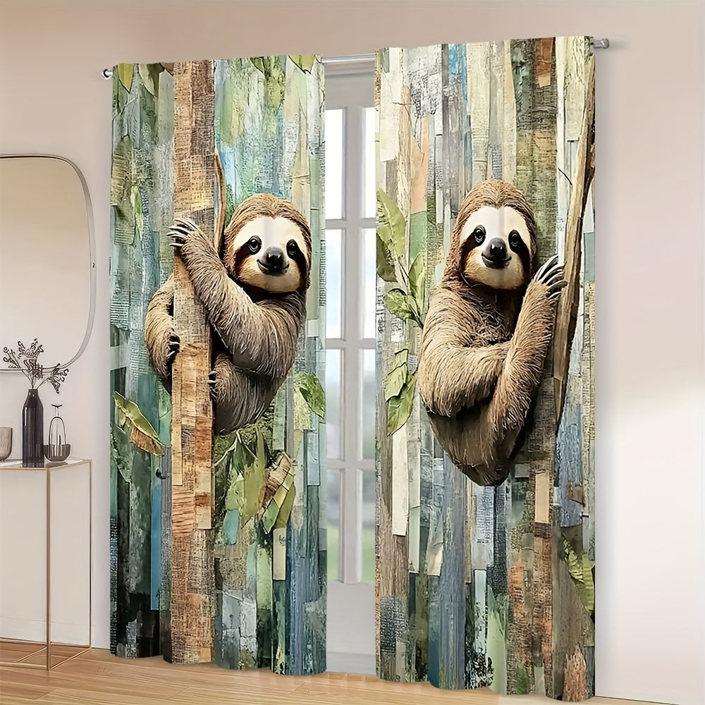 Sloth Oil Painting Curtains