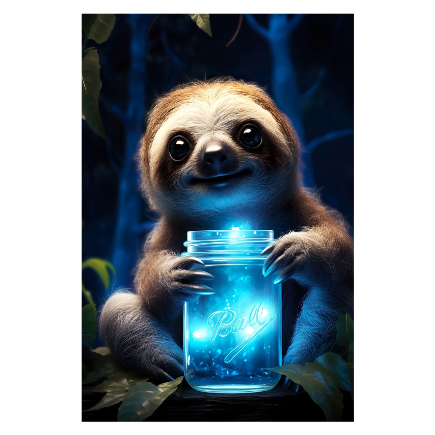 Glow in the Dark Sloth Canvas Poster