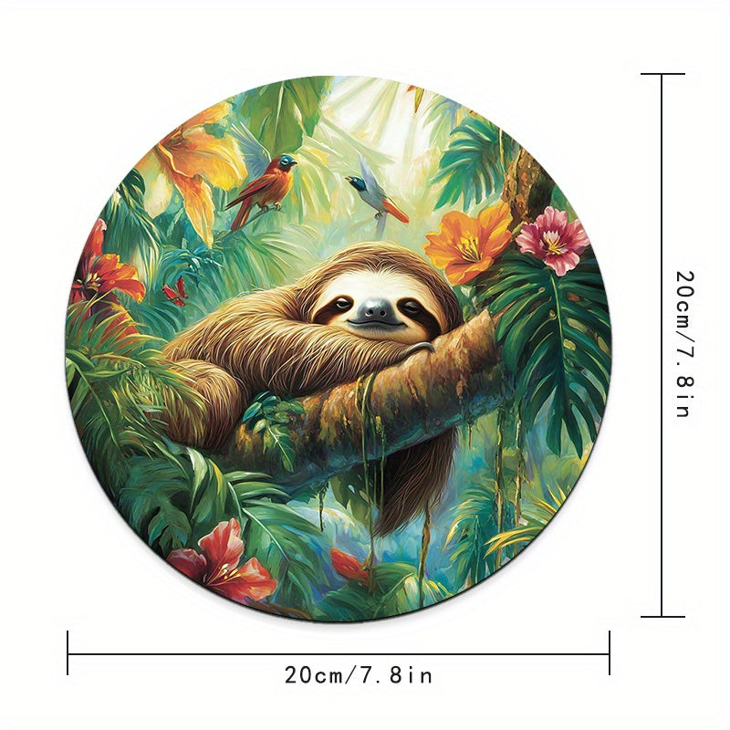 Tropical Sloth Round Mouse Pad