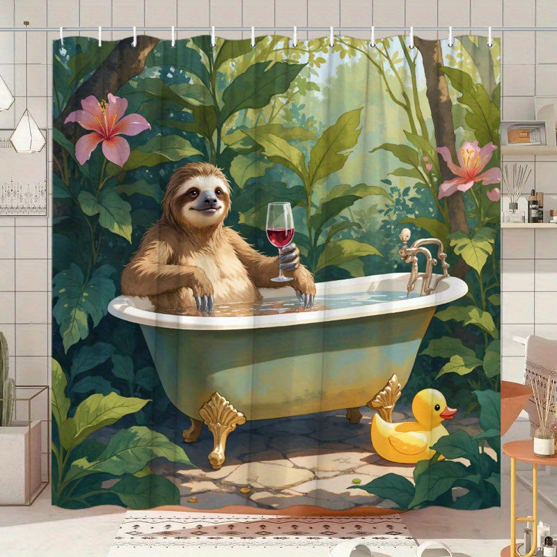 Sloth in Vintage Clawfoot Bathtub Shower Curtain