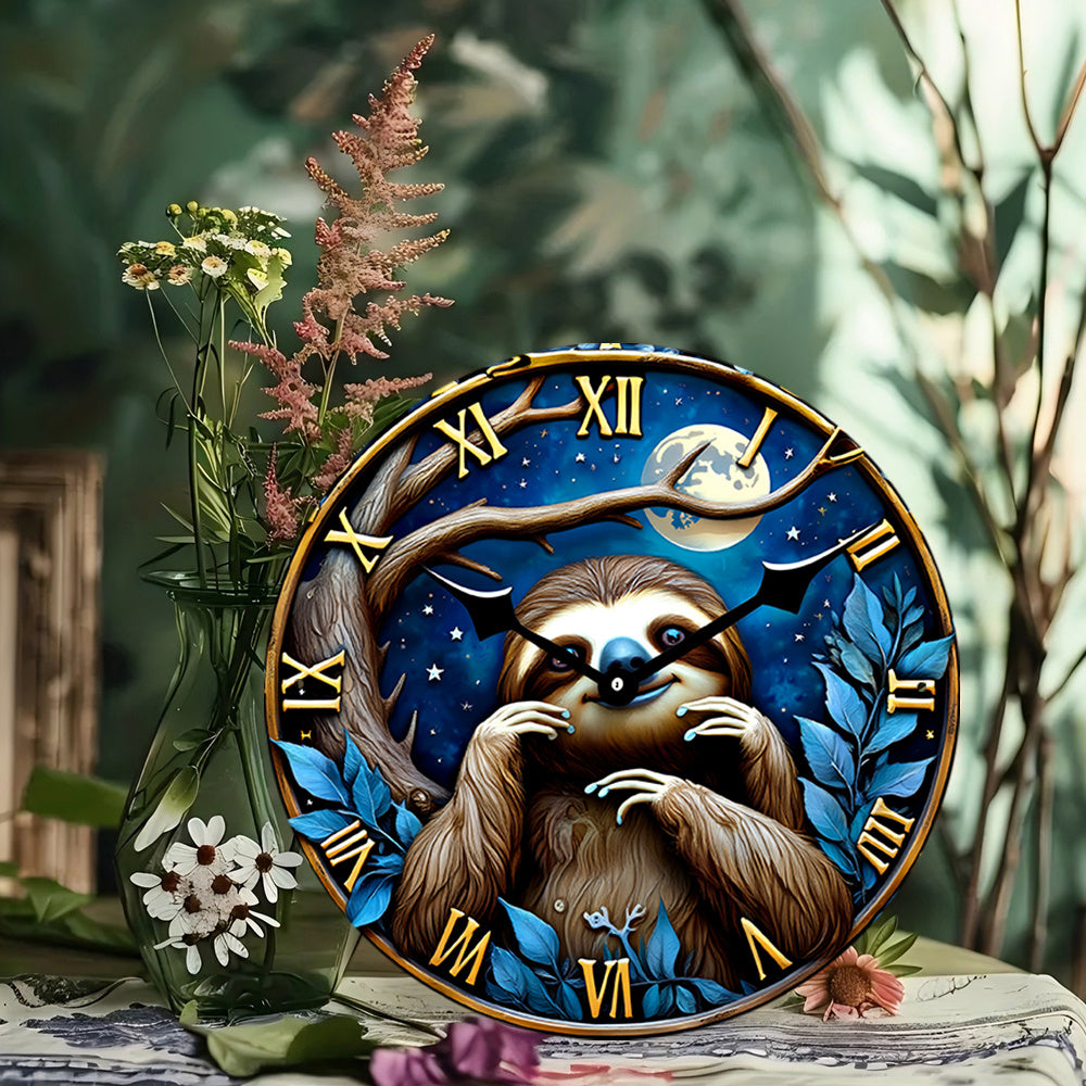 Sloth Moonlit Wall Clock