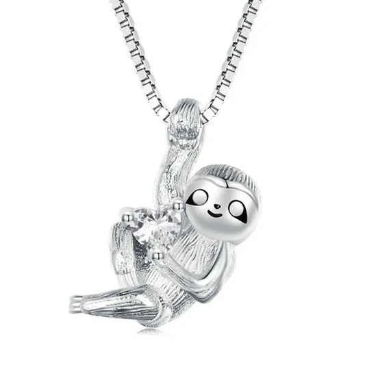 Sterling Silver Sloth Pendant Necklace