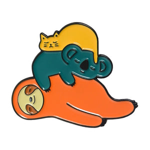 Lazy Sloth and Friends Pin Badge - Sloth Gift shop