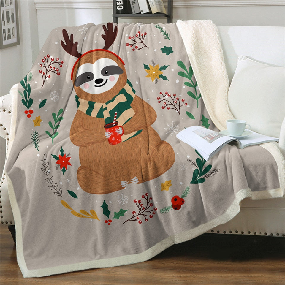 Merry ReindSloth Blanket - Sloth Gift shop