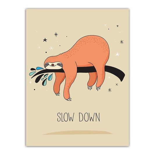 Down Slow Sloth Poster - Sloth Gift shop