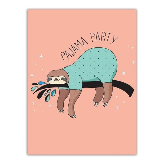 Pajama Sloth Party Poster - Sloth Gift shop