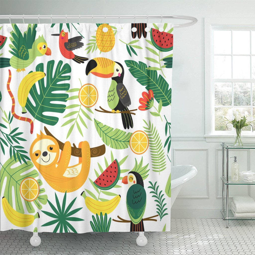 Tropical Sloth Shower Curtain - Sloth Gift shop