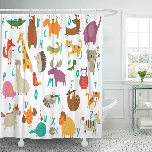 Alphabets Zoo Shower Curtain - Sloth Gift shop