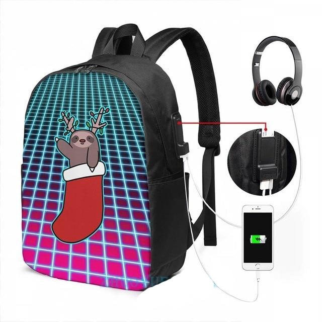 Vaporwave Sloth Travel Backpack - Sloth Gift shop