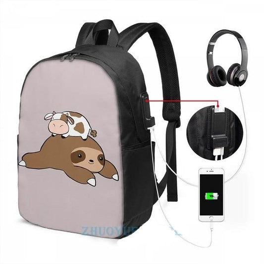 Cow and Sloth Travel Backpack - Sloth Gift shop