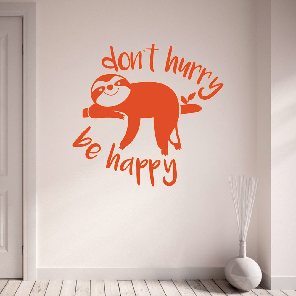 Be Happy Sloth Wall Sticker - Sloth Gift shop