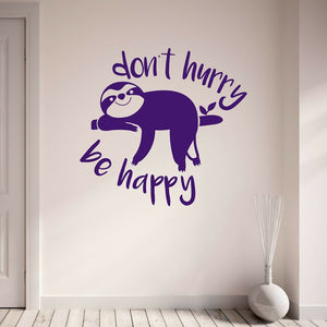 Be Happy Sloth Wall Sticker - Sloth Gift shop