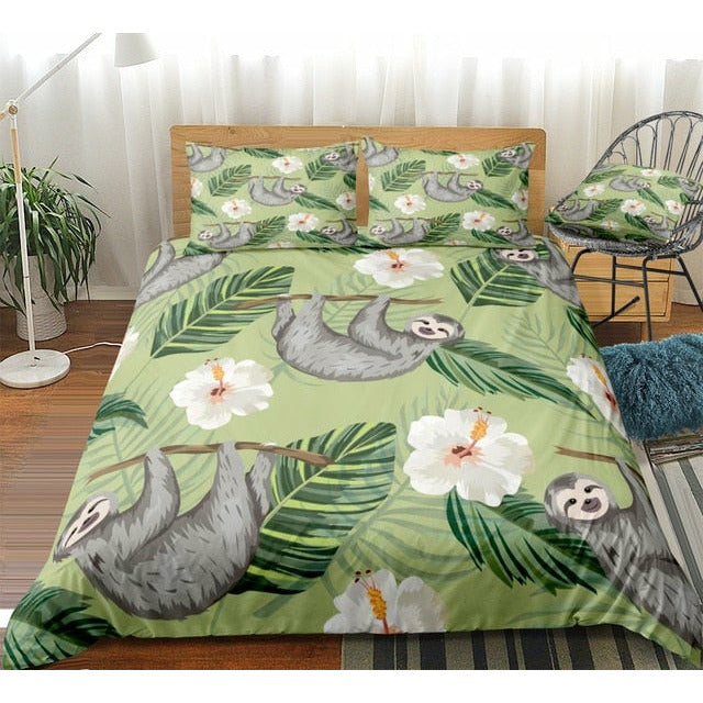 Flower Sloth Bedding Set