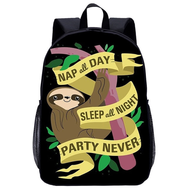 Never Party Sloth Backpack