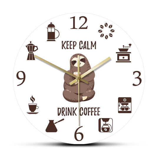 Calm and Drink Coffe Wall Clock - Sloth Gift shop