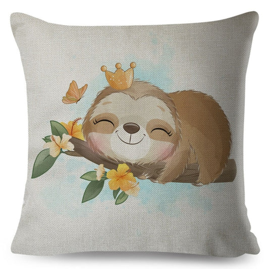 Cute King Sloth Cushion Cover