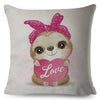 Cute Pink Bandanna Sloth Cushion Cover