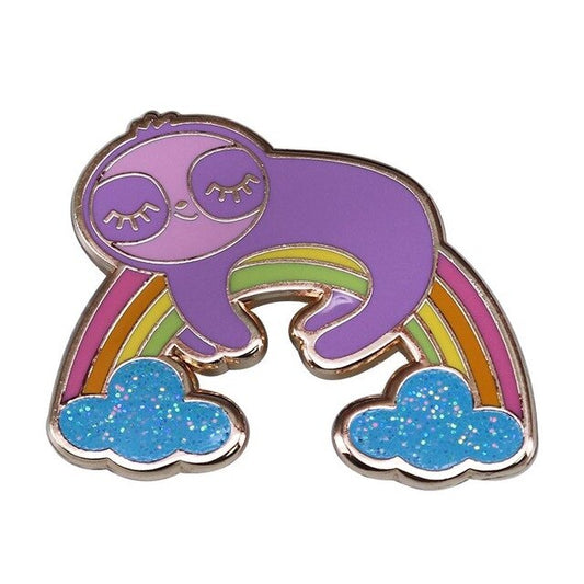 Sleeping Rainbow Sloth Pin Badge