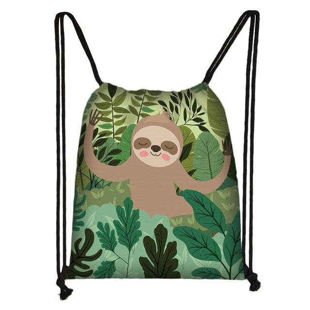 Eyes Closed Sloth Drawstring Backpack