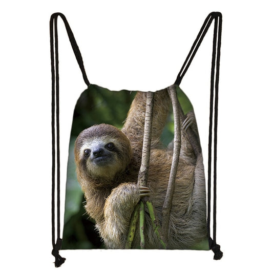 Branch Hanging Sloth Drawstring Backpack