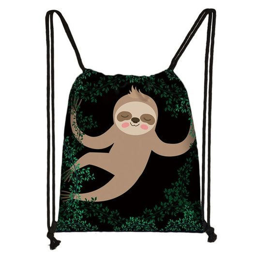 Eyes Closed Sloth Drawstring Backpack